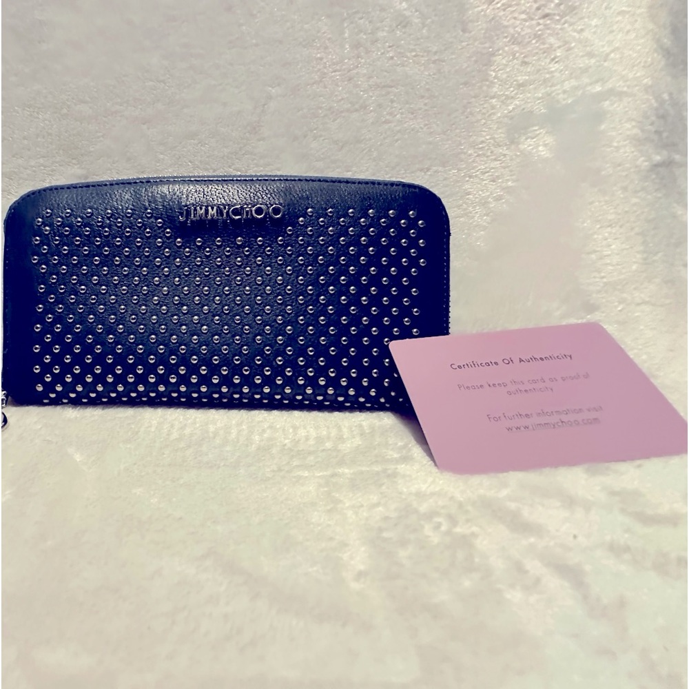 Jimmy Choo Studded Blue Leather Wallet